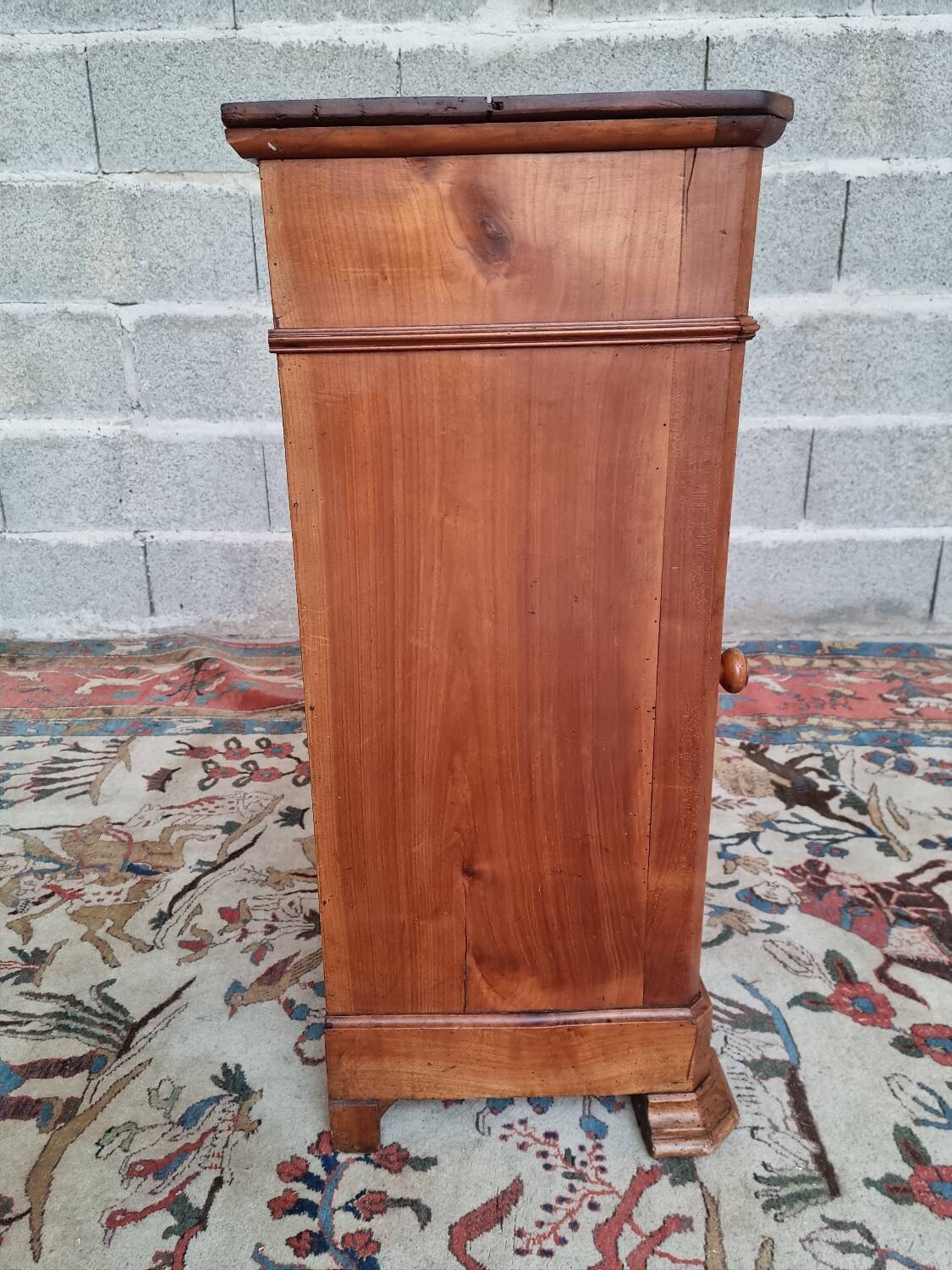 Blond solid cherry and veneer bedside table, Louis Philippe, period X.