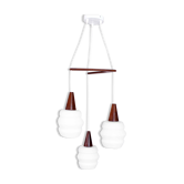 Philips teak chandelier and opalines 60s