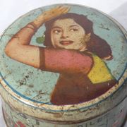 Advertising box metal round Indian Bharat Toilet Powder India