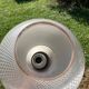 Space Age saucer pendant light, 1950s chandelier, in white and gold glass