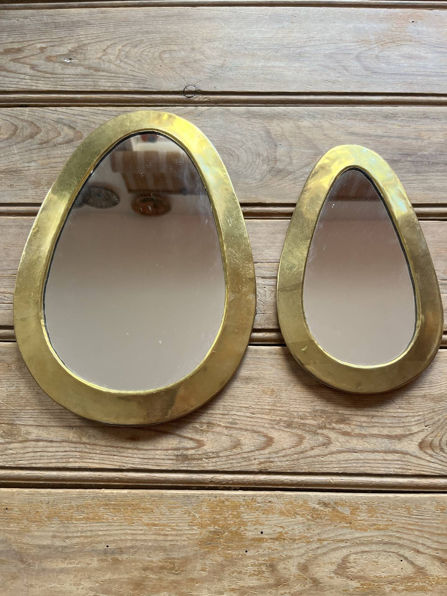 2 brass mirrors