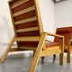 Ensemble salon en pin 3 fauteuils lounge et table design scandinave 70