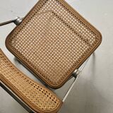 Plia folding chair in chrome and cane by Giancarlo Piretti, Italy 1970