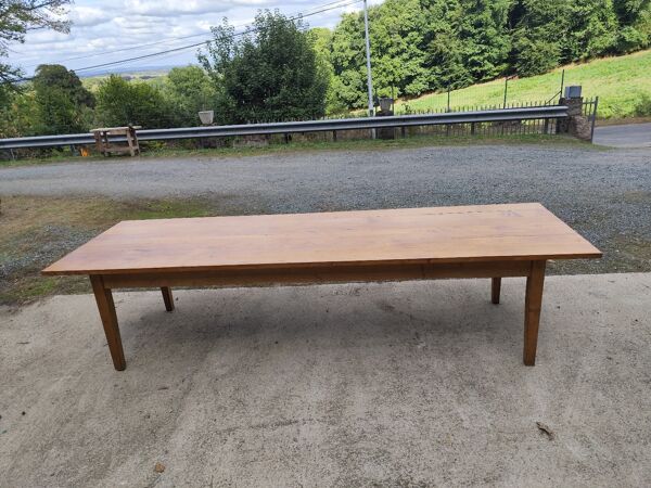 Duo table de ferme XXL 320 cm chêne pieds fuseaux
