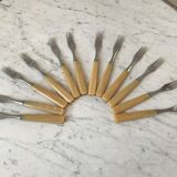 Set of 8 forks with horn dessert 60s
