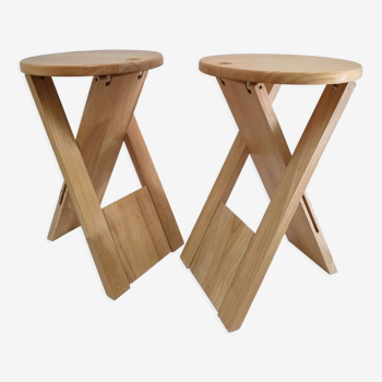 Pair of stools Suzy design Adrian Reed solid beech