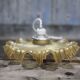 Vintage yellow glass suspension with corolla, glass chandelier, ceiling lamp.