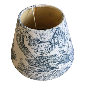 Lampshade in toile de Jouy "La chasse". Blue pattern on white background