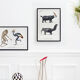 Set of 2 framed chimera lithography animal engraving