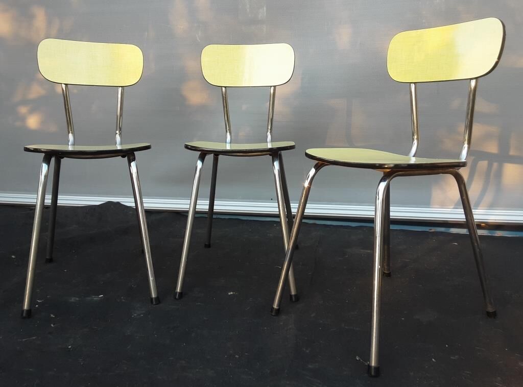 Trio yellow formica chairs
