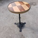 Bistro Table Unique - Graphic Marquetry Top & Cast Iron Base 1900