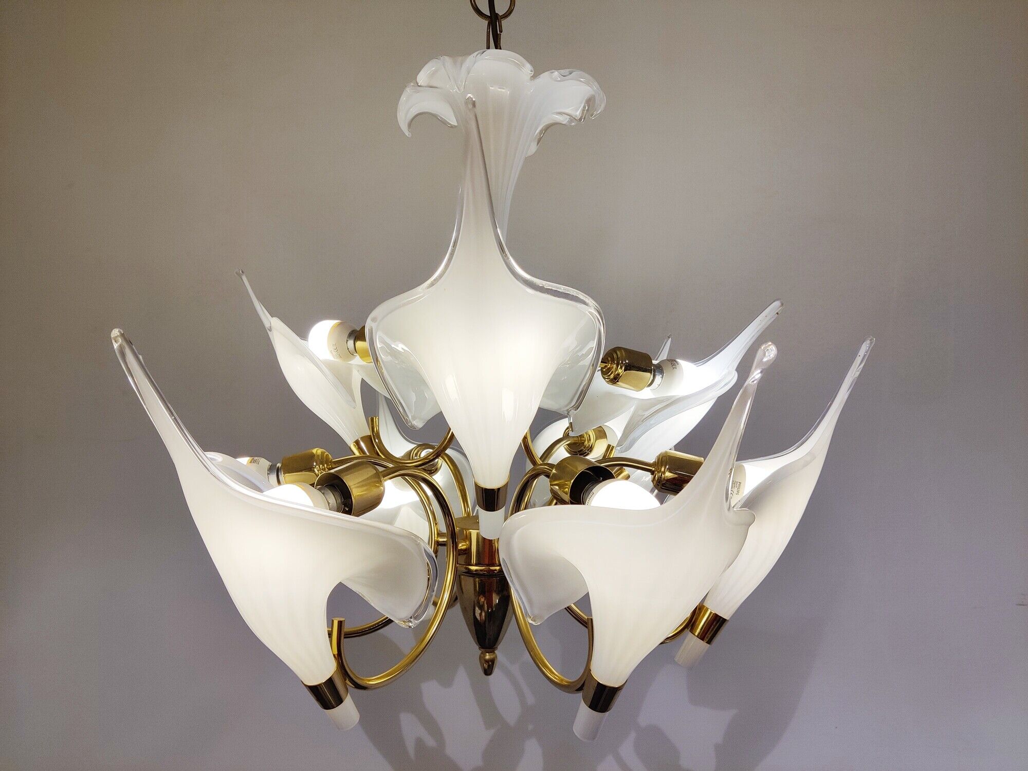 Murano Glass Canna Lily Chandelier, 1970s