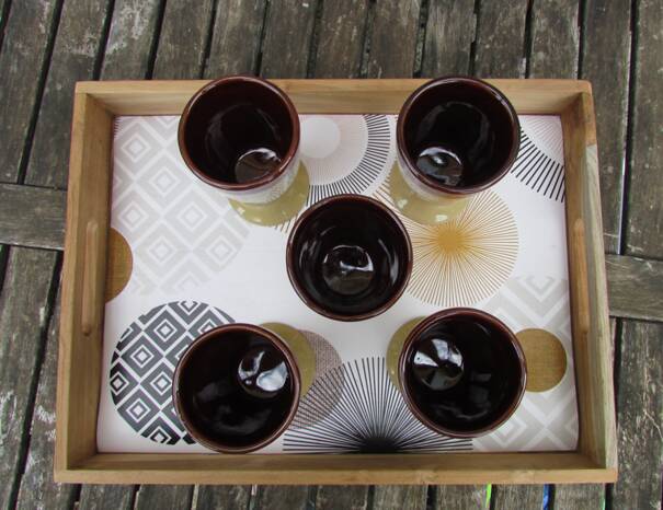 Lot de 5 mazagrans beige et marron