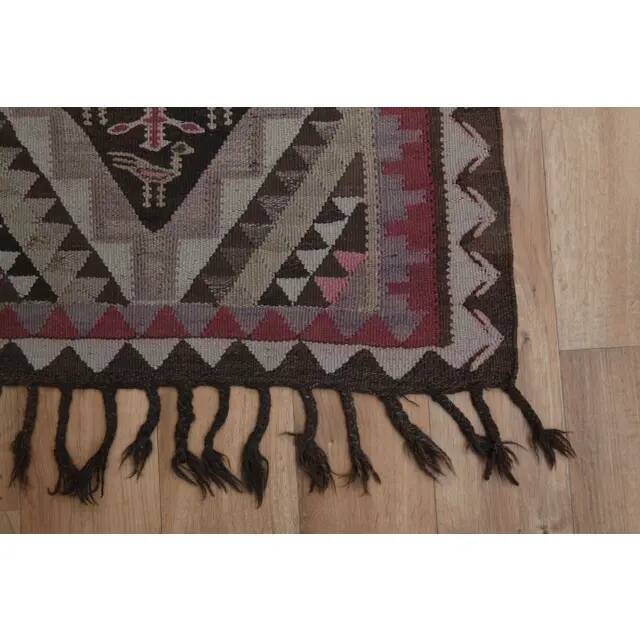 1970s Vintage Turkish Oushak Handmade Wool Cotton Pink Runner Rug 83x276