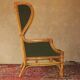 Mid-century wingback chair in bamboo and olive green, 1960s