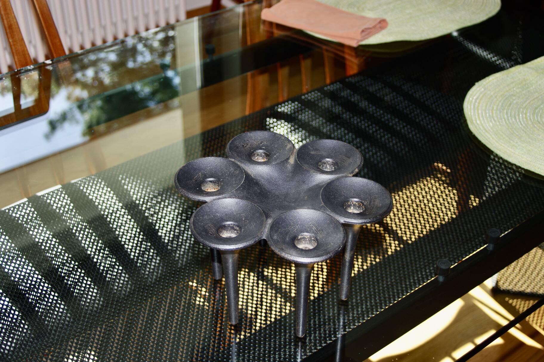 Vintage black cast iron candle holder by j quistgaard fordansk international design 1960s