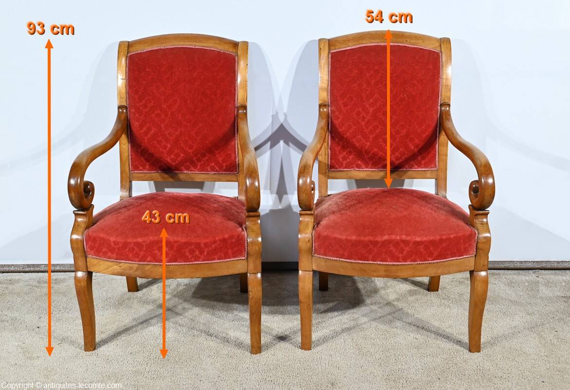 Pair of Cherry Wood Armchairs, Louis Philippe Period – 1st Part 19th