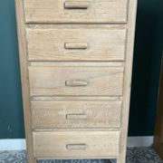 Chiffonnier vintage en pin brut – 5 tiroirs