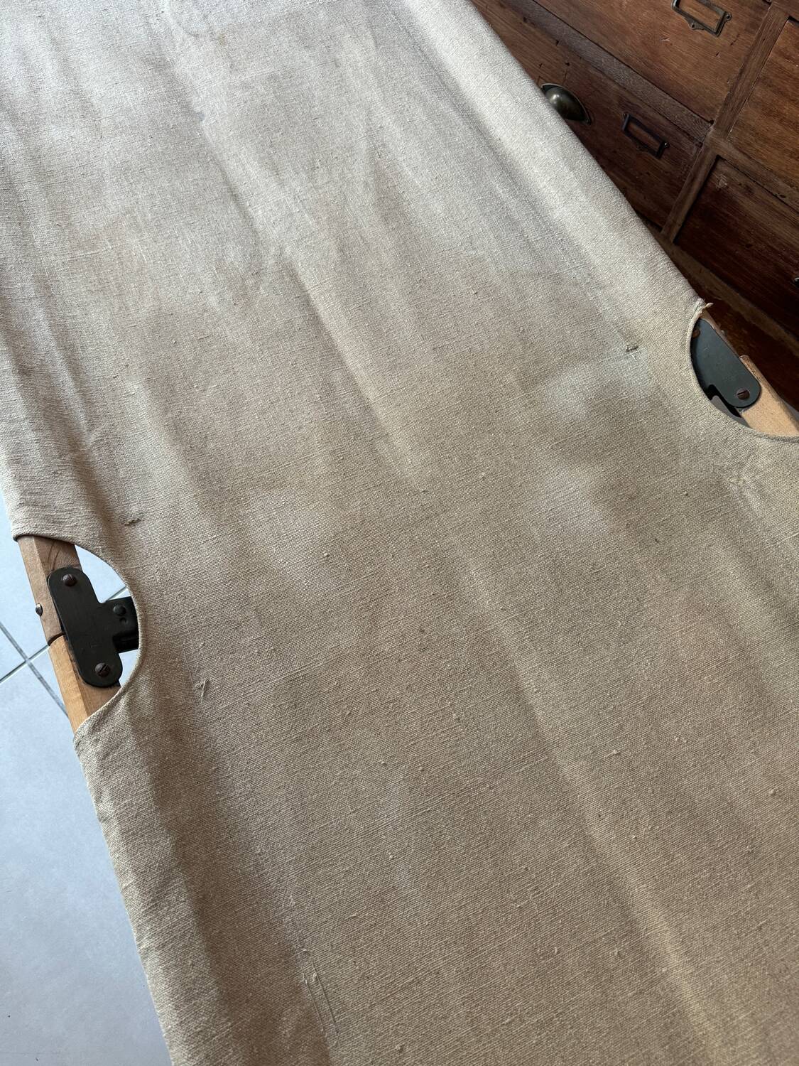 Old vintage military camp bed