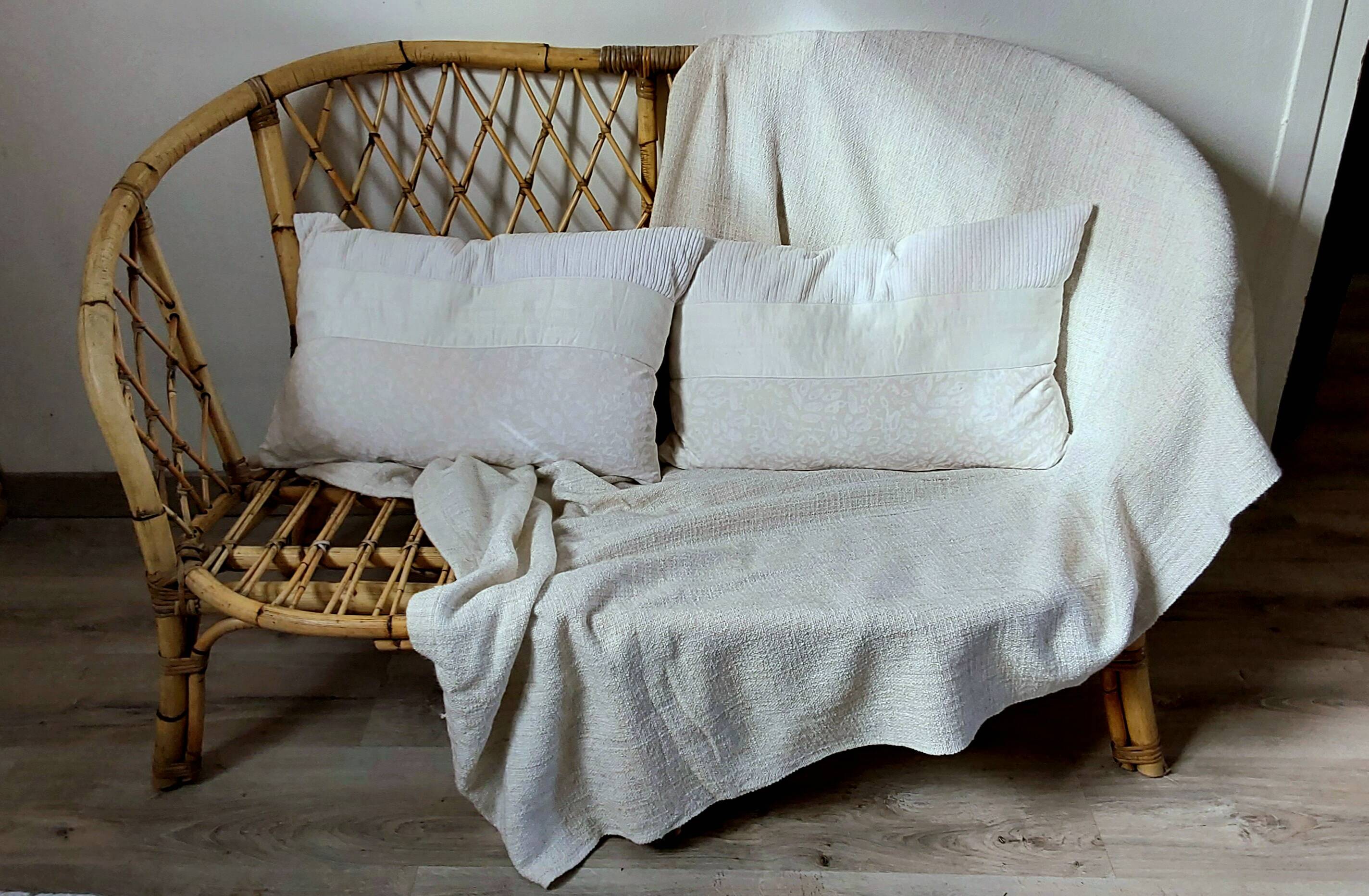 Banquette en rotin vintage