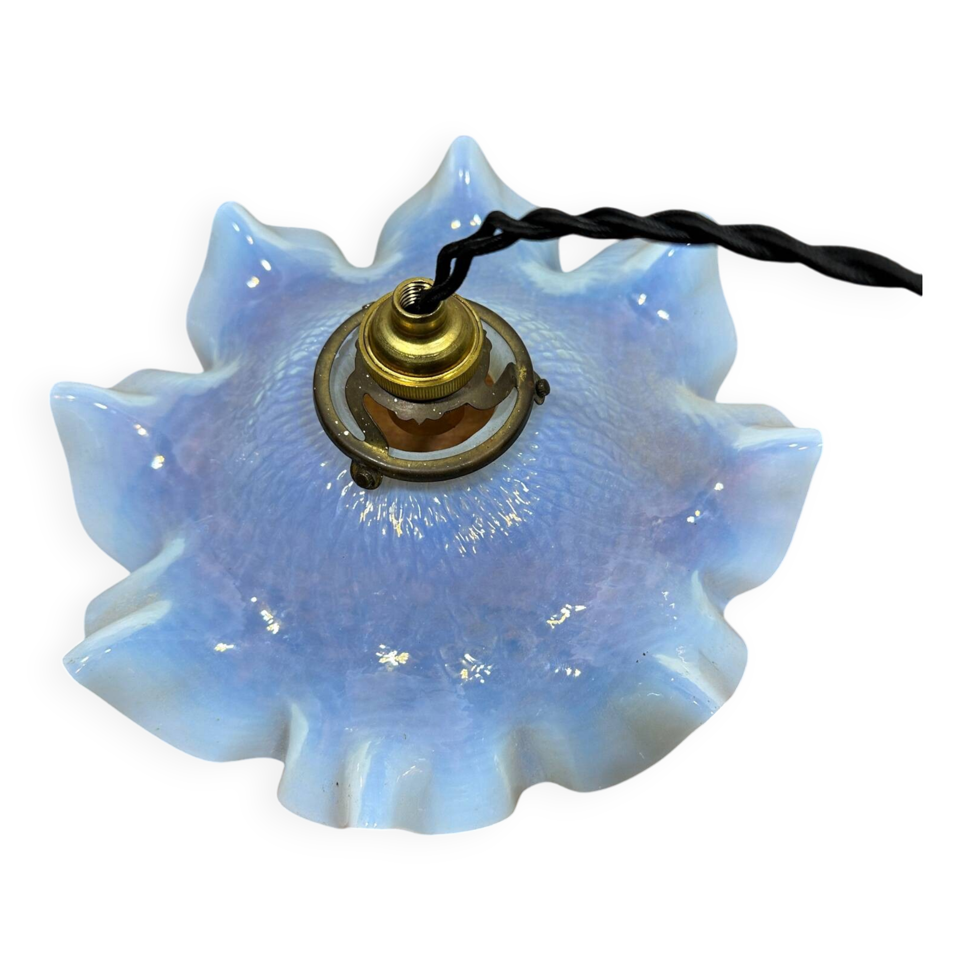 Suspension, old in milky white glass