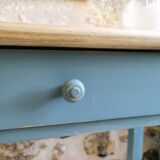 Blue patinated desk and chair