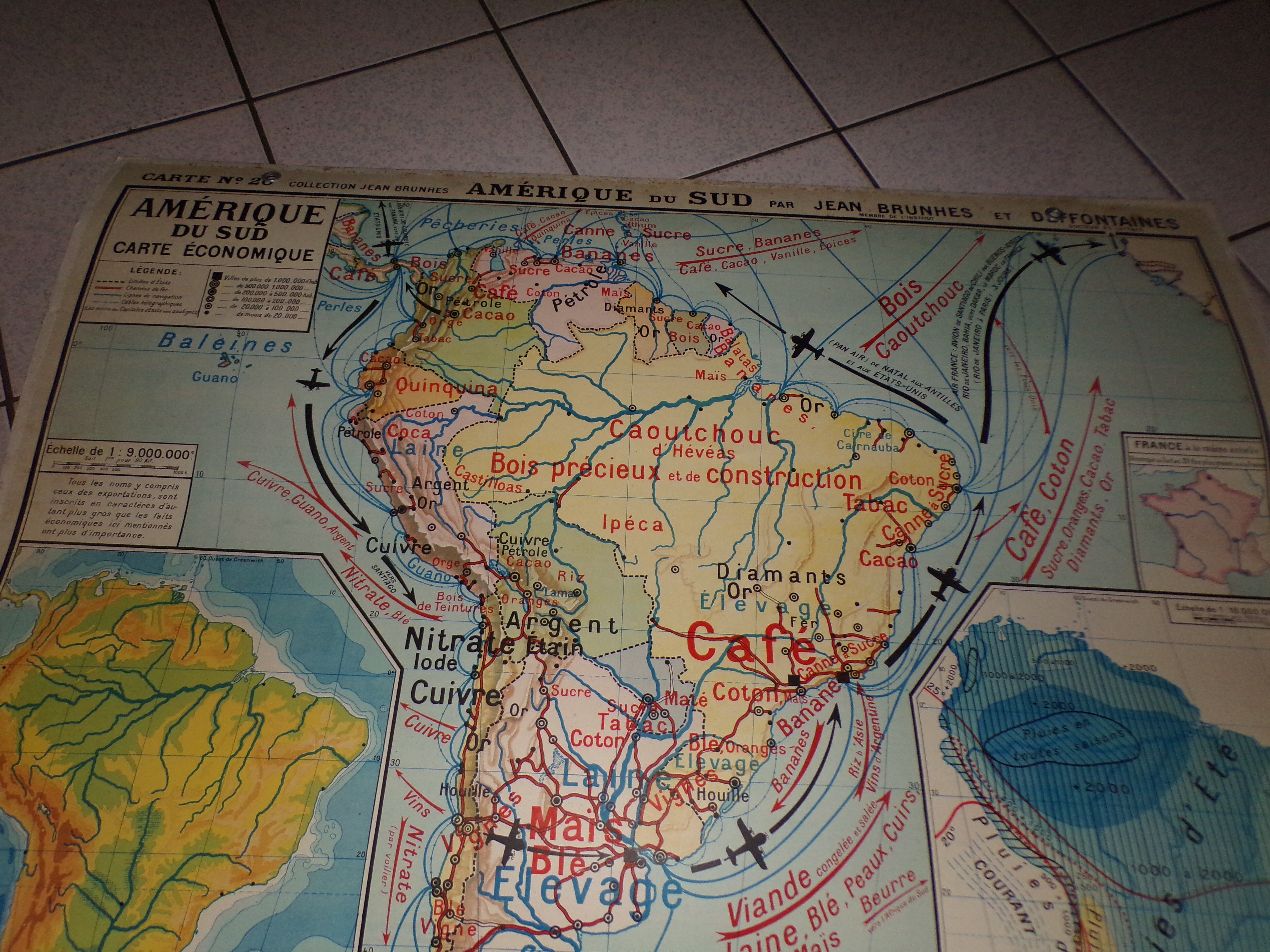 Ancient school map South America