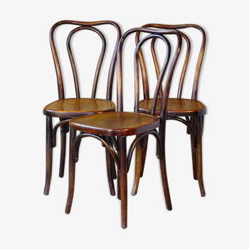 Lot of three chairs bistro of Fischel 1925 sitting wood