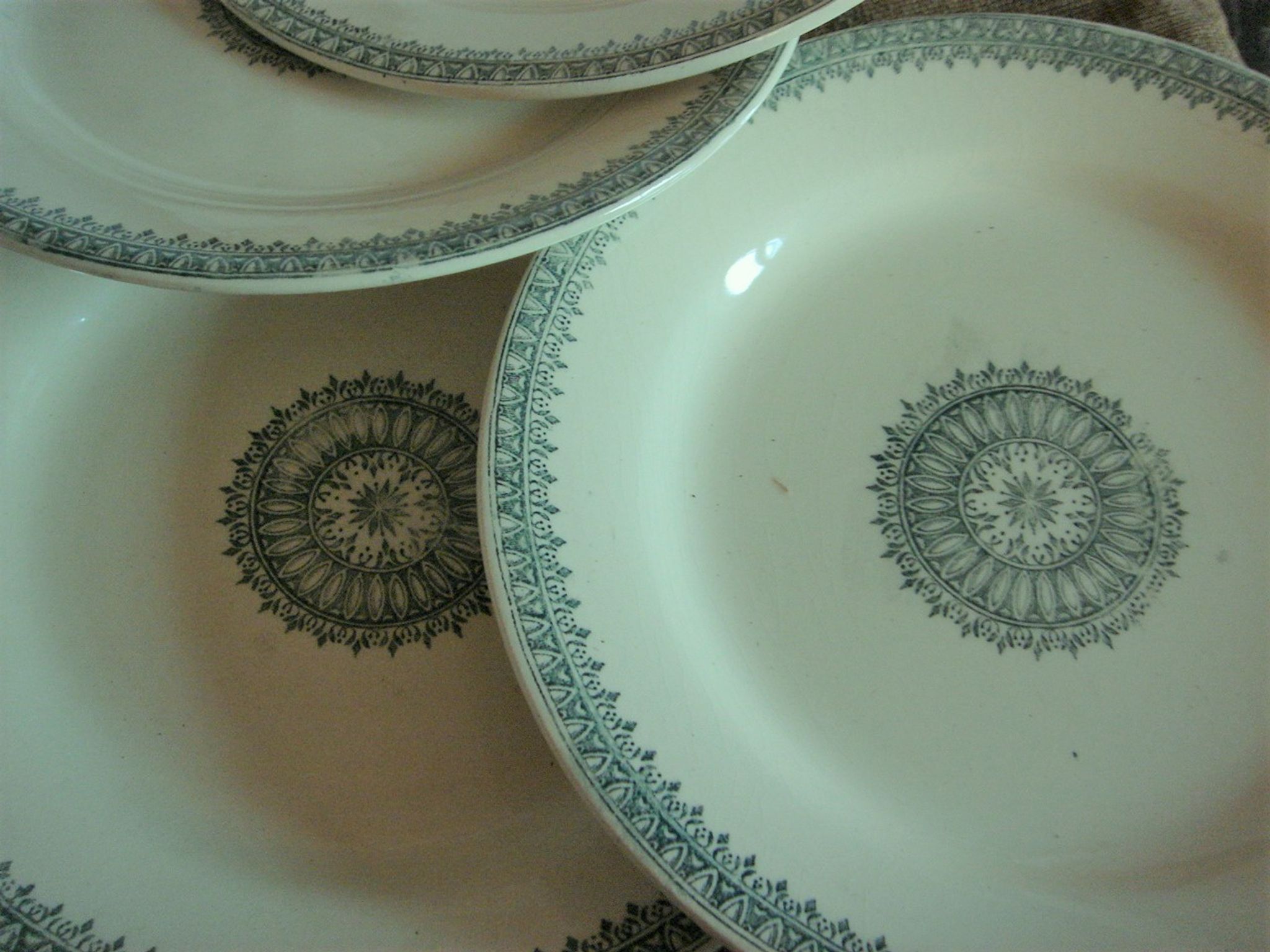 Set of 4 plates flat Creil and Montereau land of railway 1884-1920