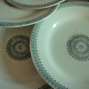 Set of 4 plates flat Creil and Montereau land of railway 1884-1920