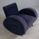 Bretz (Germany) — Rocking Chair / Armchair — Blue Velvet Upholstery — 1980s