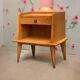 Solid oak compass feet bedside table 1950