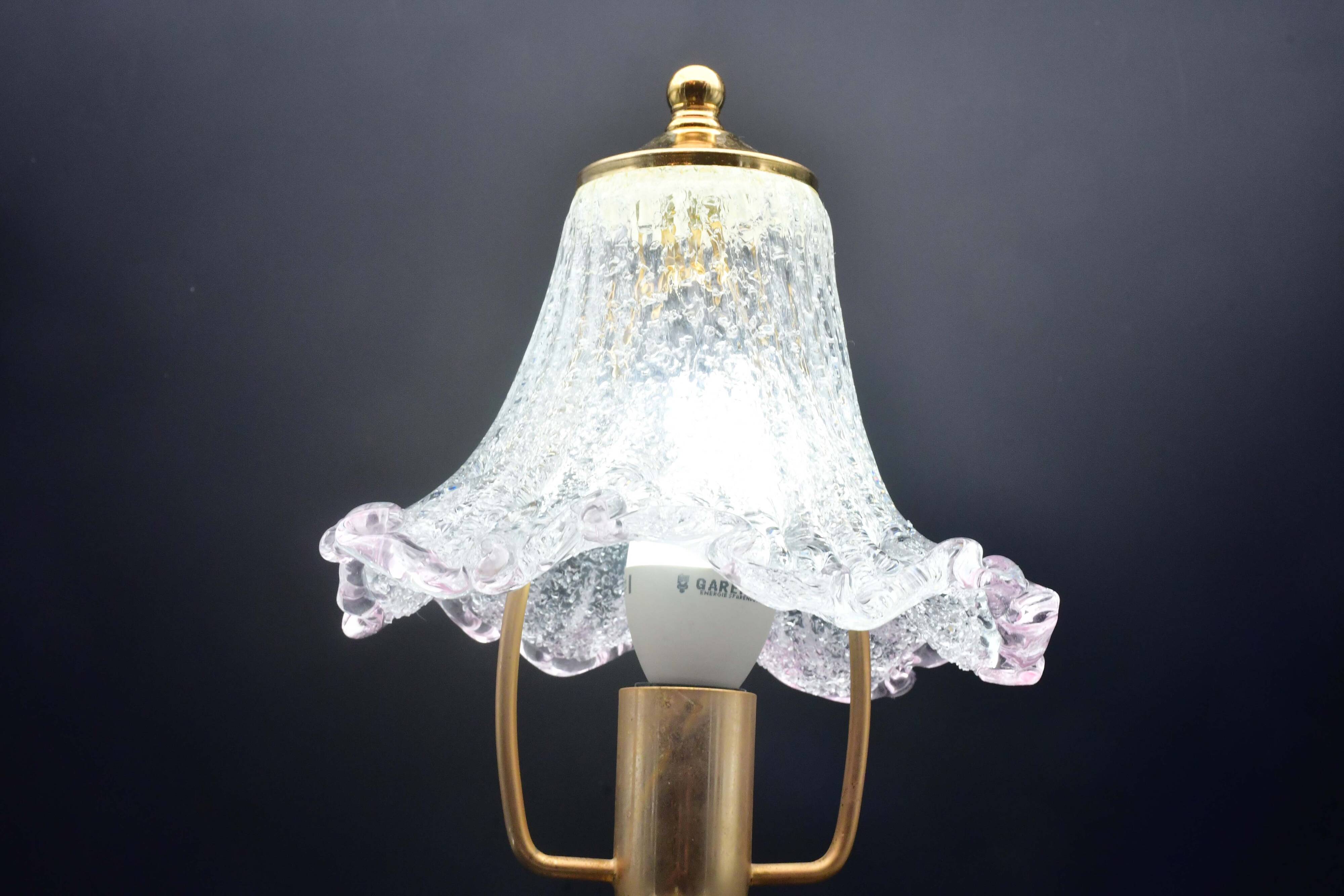 Pink Murano glass vintage table lamp, 1980s