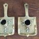 Pair of bronze candlesticks, fleur-de-lis