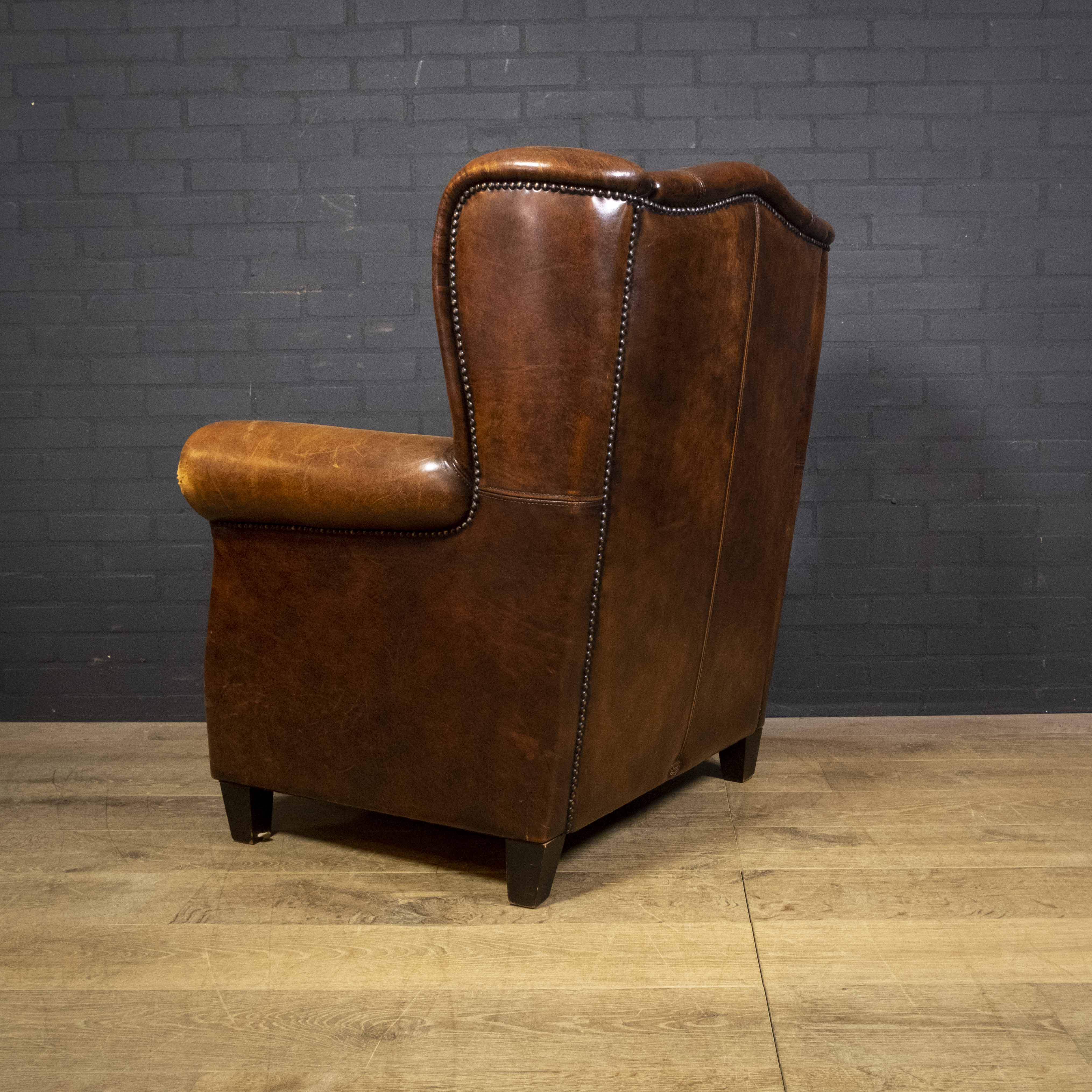 Fauteuil vintage Joris design cuir de mouton