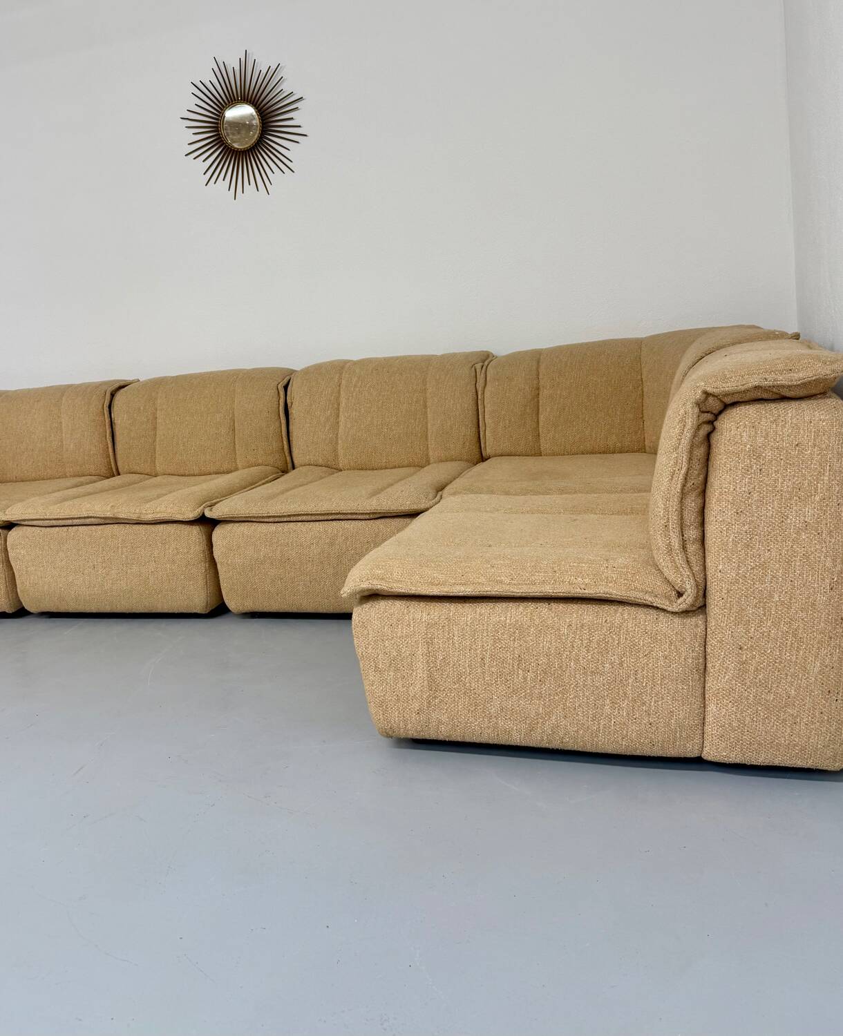 Modular sofa in beige fabric, 70s, 5 elements