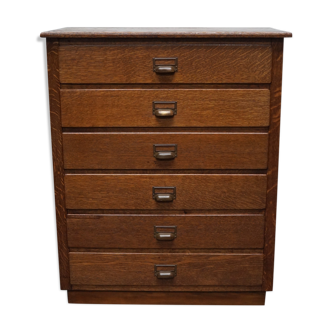 dutch oak apothecary cabinet or bank of drawers, 1930s