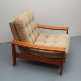1970s armchair beige in oak