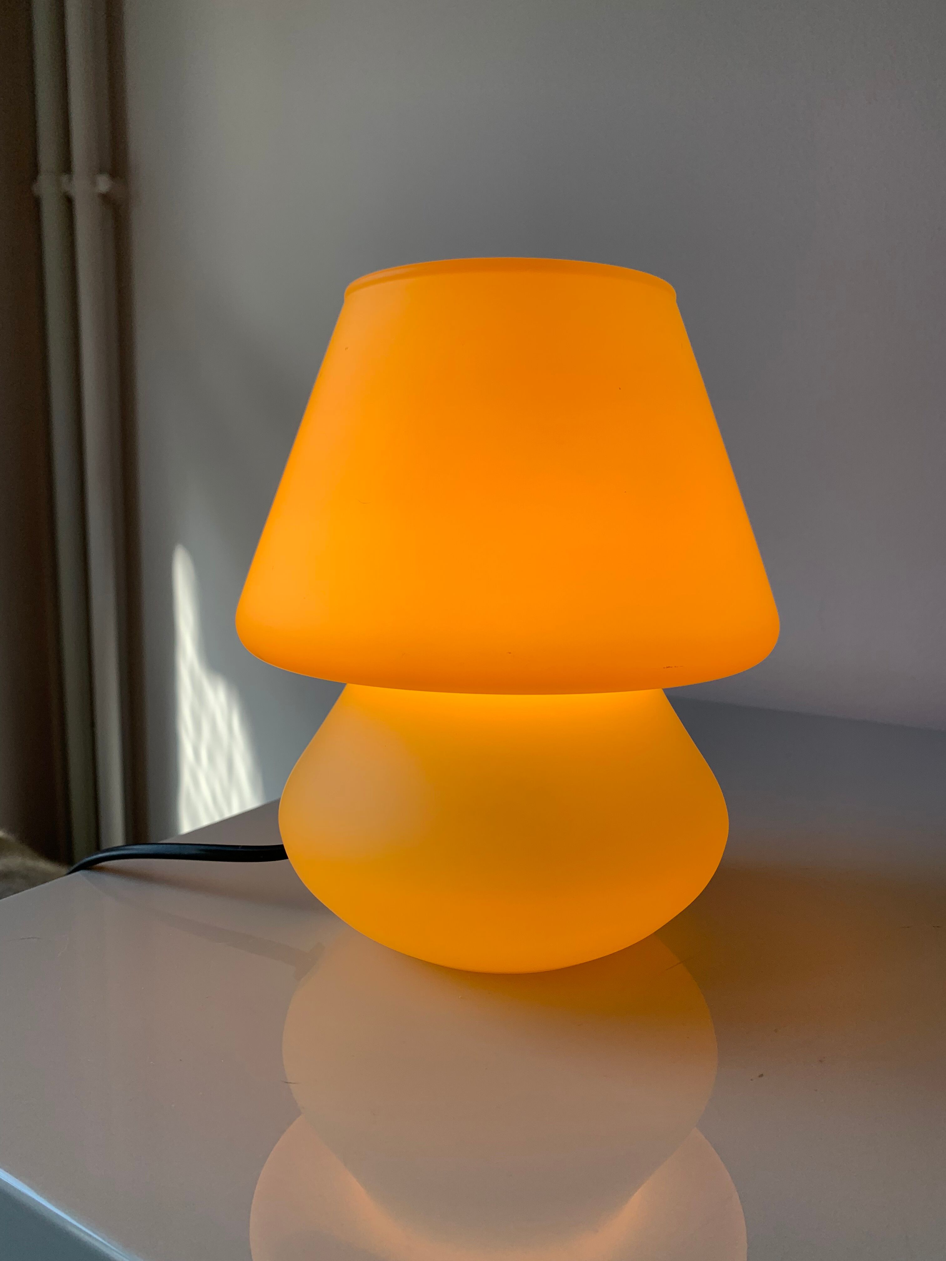 Vintage mushroom lamp in yellow glass habitat