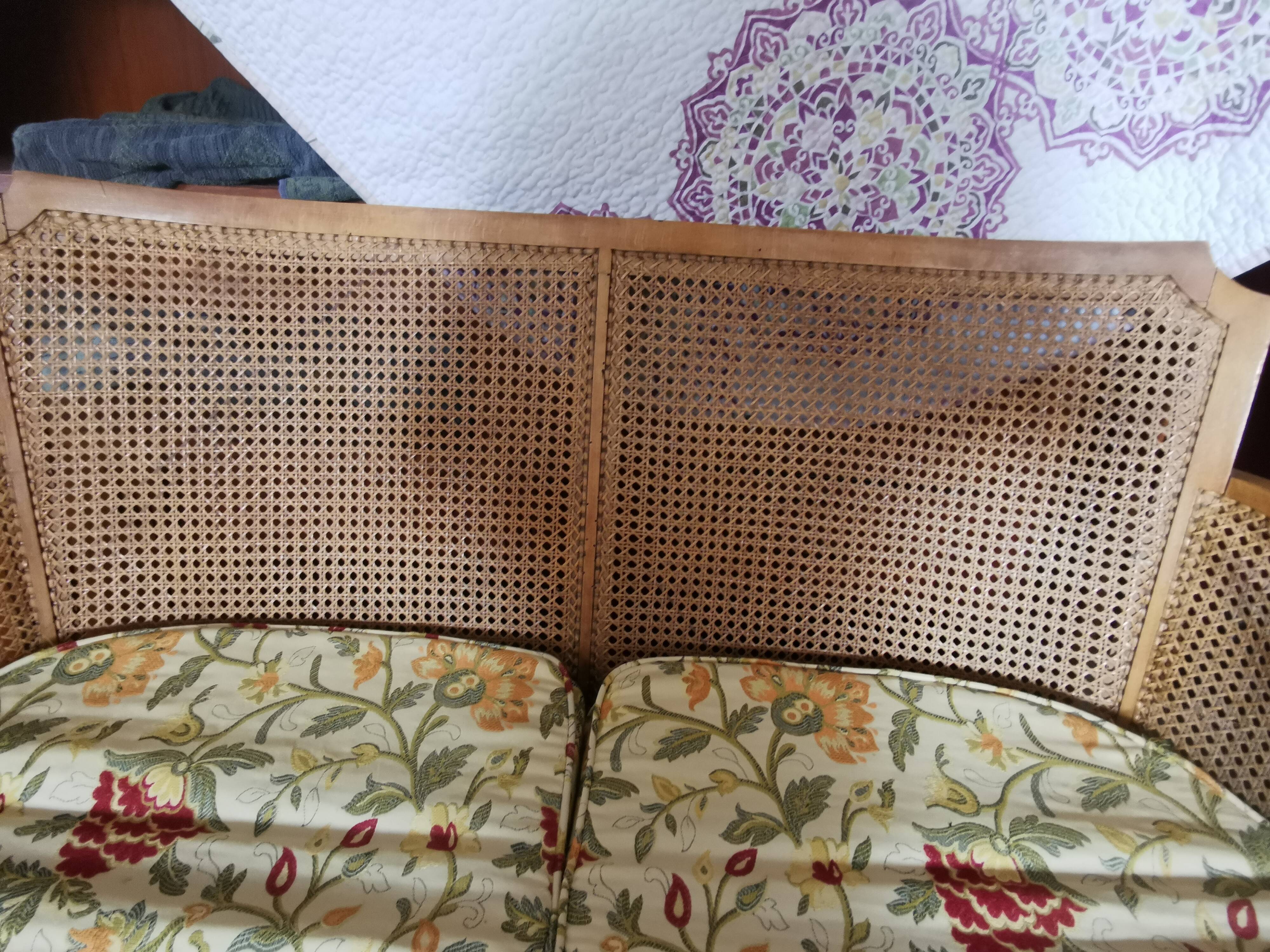 Vintage English sofa in caning