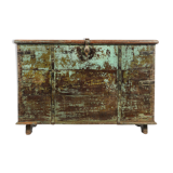 Wooden chest with green patina