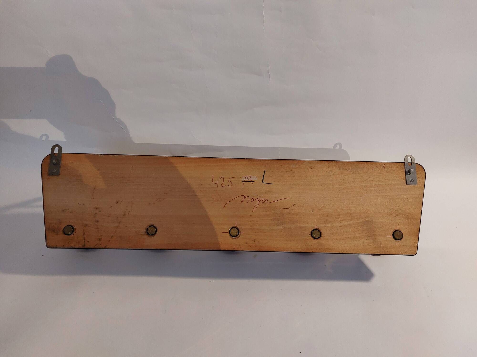 Wall coat rack gilded brass and formica 1960 vintage