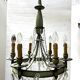 Empire style chandelier with tassels and patinated sheet metal, 20th century