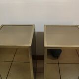 Pair of glass and nickel-plated brass tables from the 1950s