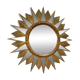Golden sunburst mirror with wooden rays - 1950s