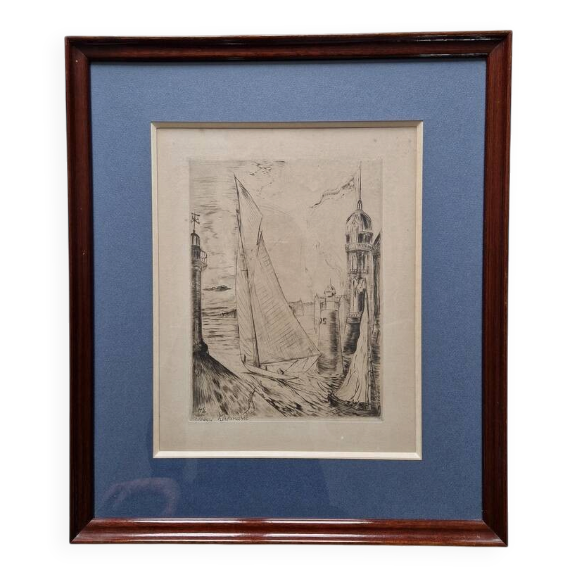 Herbert Lespinasse (1884-1972) - Engraving - The Departure of the Sailing Ship