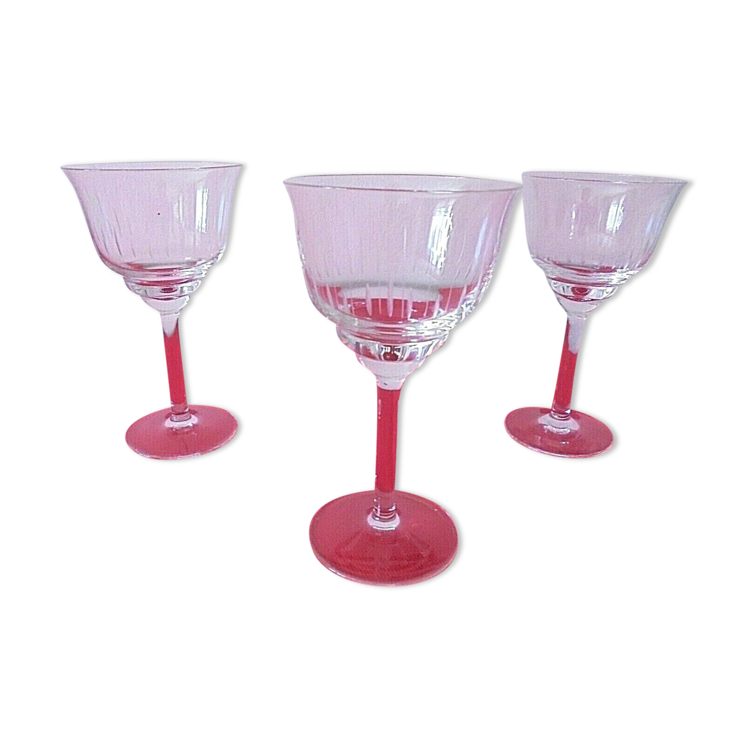 Lot 3 glasses on foot Aperitif crystal chiseled H. 14 cm Diameter edge sup. 7.7 cm