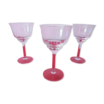 Lot 3 glasses on foot Aperitif crystal chiseled H. 14 cm Diameter edge sup. 7.7 cm