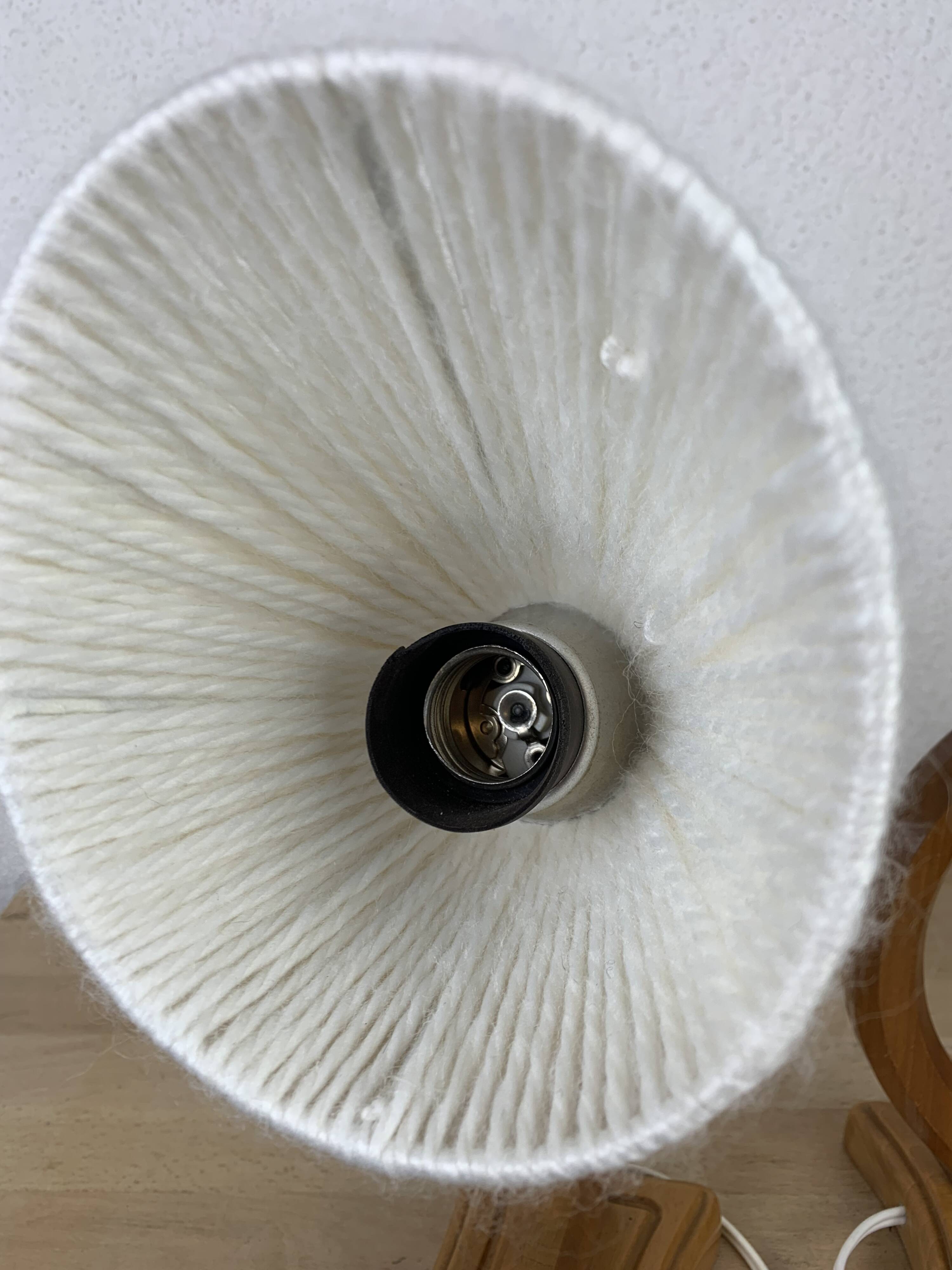 Pair of art deco lamps in curved wood and wool