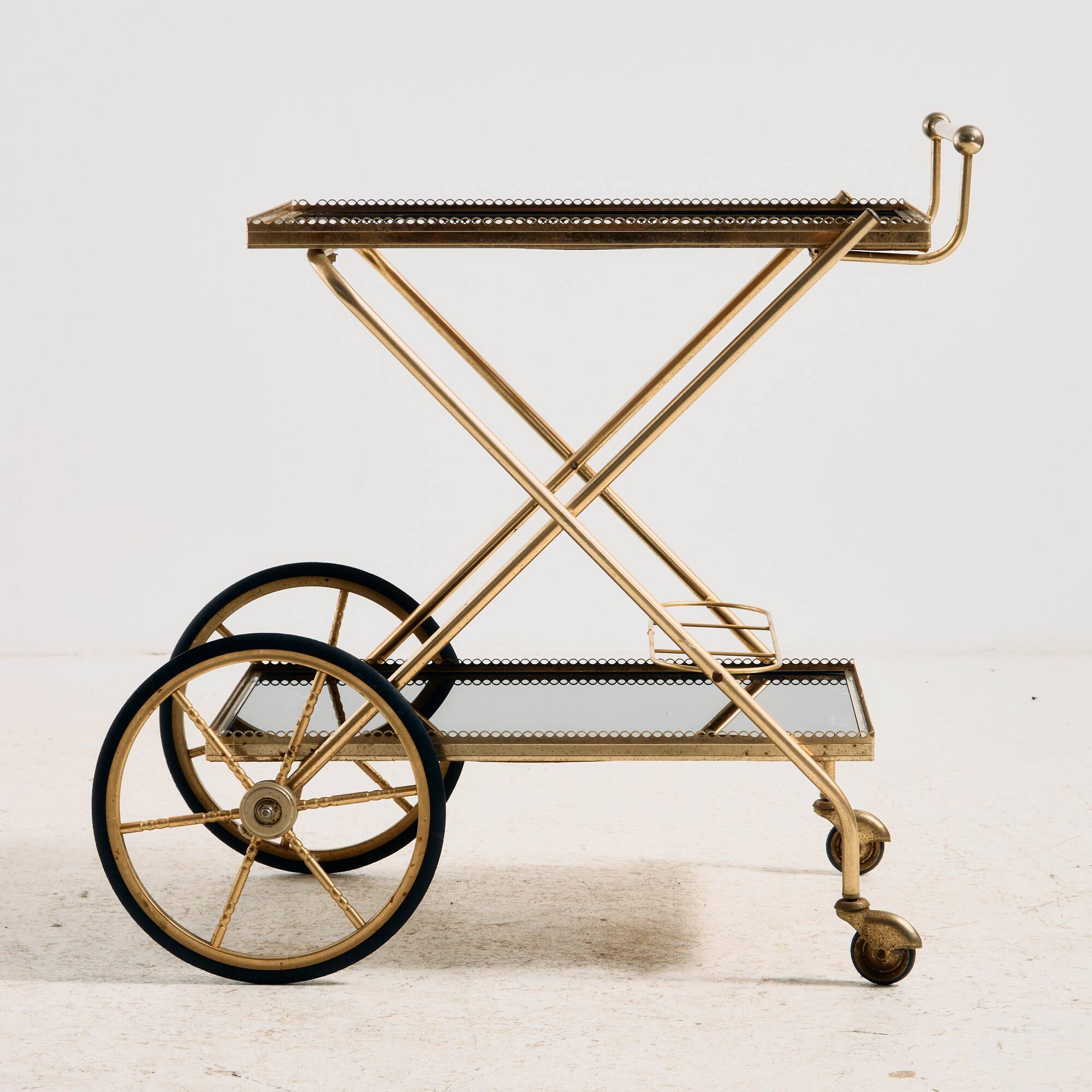 Brass-framed dessert trolley by Maison Jansen, France.